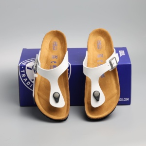 Sandales <span class=keywords><strong>Birkenstock</strong></span> Gizeh en liège Birko-Flor Premium, claquettes à lanière en T blanches pour hommes et femmes, <span class=keywords><strong>chaussures</strong></span> de plage confortables, nouveauté 2026 - Product Image 1