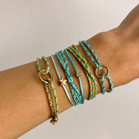 Nouveau design tendance Bracelet en corde tressée colorée en acier inoxydable plaqué or 18 carats