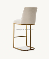 Tabouret de bar et de comptoir en tissu sans accoudoirs à dossier incurvé Emery, mobilier d'intérieur pour salon