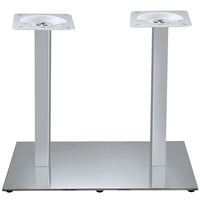 Base de table en acier inoxydable plaqué or rose moderne à double colonnes carrées pour usage commercial en restauration, vente en gros de meubles métalliques