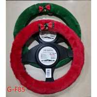 Funda para Volante de Coche, 37-39 cm, Piel Sintética, Decoración Navideña con Lazo Rojo y Verde, G-F85