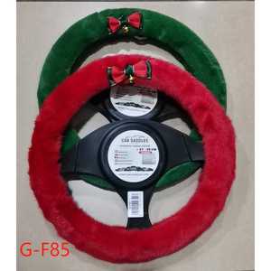 Funda para Volante de Coche, 37-39 cm, Piel Sintética, Decoración Navideña con Lazo Rojo y Verde, G-F85 - Product Image 1