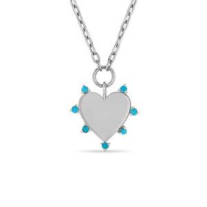 Collar de moda superventas de <span class=keywords><strong>2025</strong></span> para mujer, collar con colgantes en forma de corazón de siete piedras turquesas redondas - Product Image 6