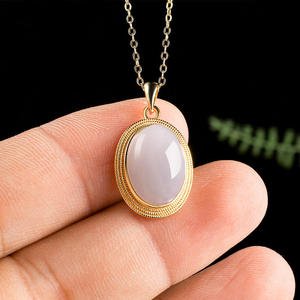 Pendentif en jade naturel de Hotan gris-violet, argent S925 avec incrustation d'or, accessoires, certificat d'évaluation inclus D974 - Product Image 3