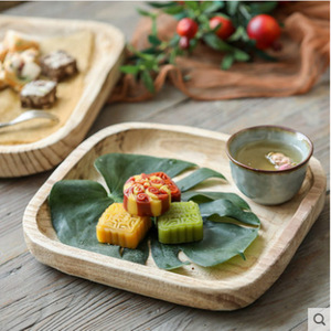 Wooden Square <b>Tray</b> Paulownia Wood Vintage Solid Wood Fruit Plate <b>Dinner</b> Plate Serving <b>Tray</b> For Home Hotel Use - Product Image 2