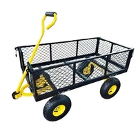Chariot de jardinage pliable multifonctionnel à quatre roues, robuste et thermolaqué, avec barrières pour fleurs et outils de jardinage