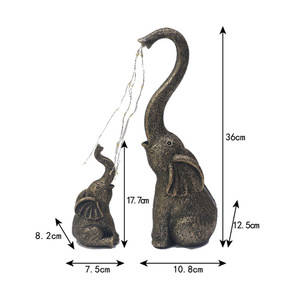 Colgante de elefante madre e hijo con energía solar, adorno para jardín al aire libre, luz decorativa impermeable, acabado natural - Product Image 3