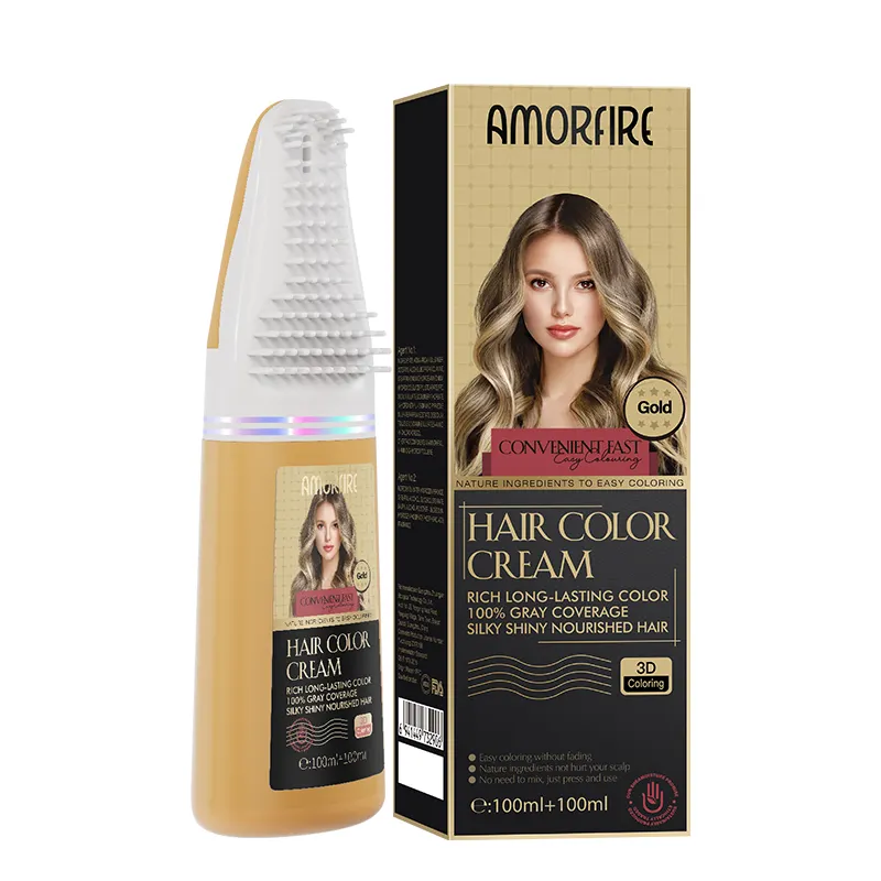Permanent Gold Hair Color Cream Hair Dye Shampoo Herbal Extracts for all Hair types change u want color