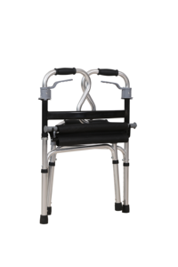 Adjustable Height Foldable Aluminum <strong>Walking</strong> <strong>Frame</strong> With Black Oxford Cloth <strong>Seat</strong> Mobility Walker Elderly Disabled Rehabilitation - Product Image 3