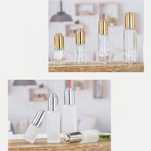 Wholesale Slim Cylinder Serum <b>Glass</b> <b>Bottles</b> 15ml 20ml 30ml 50ml with Push Button Press Pump <b>Dropper</b> Cap for Cosmetics - Product Image 4