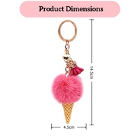 Porte-clés en peluche crème glacée pour sac à main, porte-clés de voiture, pendentif créatif en forme de cône pour sac à dos quotidien, ornement décoratif tendance