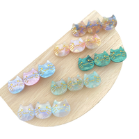 Barrettes à cheveux pour enfants en alliage et acétate Ume Cute Cat, pince à bec de canard à paillettes dégradées, accessoires Kawaii pour fête