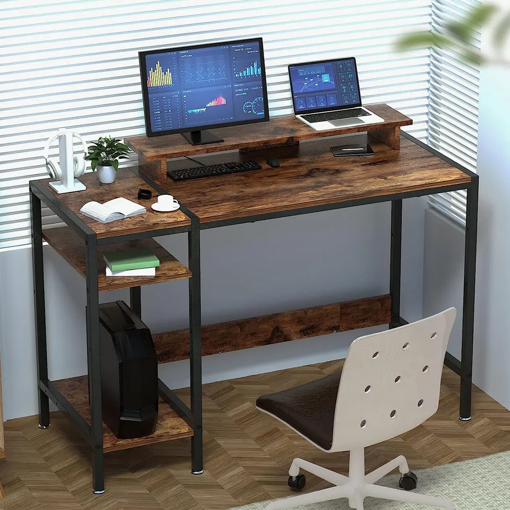 Table d'angle pour ordinateur portable PC Mobilier commercial de salon Bureau d'ordinateur en bois massif bon marché Bureau à domicile en bois d'usine