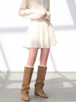 Mini-jupe élégante 100 % cachemire pur, écologique, taille naturelle, évasée, plissée, tricotée, chaude, douce, standard, pour femme