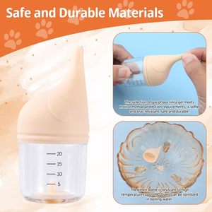 Biberons pour chiots et chatons nouveau-nés 2023, design anti-étouffement, écologiques, en PP+silicone, tétine carrée professionnelle - Product Image 4