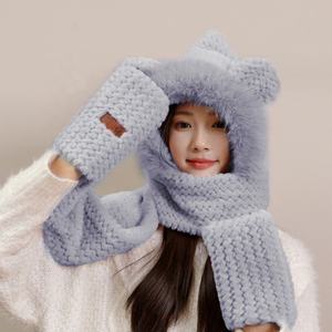 Vente en gros d'accessoires tricotés de cyclisme d'hiver trois en un à la mode coréenne, mitaines minces et chaudes pour l'extérieur pour femmes - Product Image 2