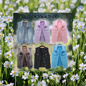 Nouvelle veste en jean <span class=keywords><strong>sans</strong></span> manches en tricot printemps-automne 2025, veste courte à simple boutonnage pour femmes, mode coréenne, respirante - Product Image 3