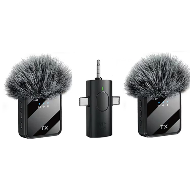 F11-2 New Model 2Mic 3 in 1 Wireless Lavalier Microphone Mobile Phone Video Recording Interview Microphone Wireless Microphone