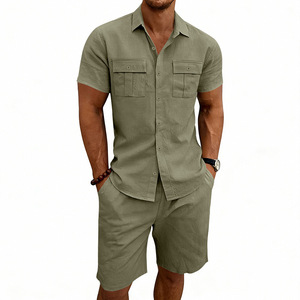 T-shirt ample tricoté à manches courtes de couleur unie pour homme, idéal pour les vacances, collection été 2026 (vente en gros) - Product Image 4