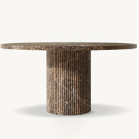 Table à manger ronde en marbre travertin noir de luxe moderne Kumusi Furniture pour salon salle à manger meubles de maison