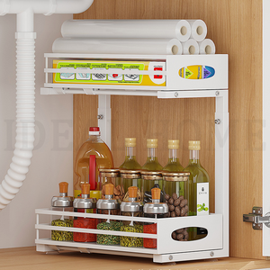 Adjustable Height Metal Pull Out Under <strong>Sink</strong> Organizers and <strong>Storage</strong> Shelves with Sliding Drawer, Under <strong>Sink</strong> <strong>Storage</strong> for Kitchen - Product Image 3