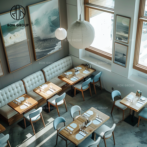 Table carrée en marbre moderne de qualité supérieure, chaise en cuir, <span class=keywords><strong>banquette</strong></span> blanche, sièges écologiques, café-<span class=keywords><strong>restaurant</strong></span> commercial - Product Image 2