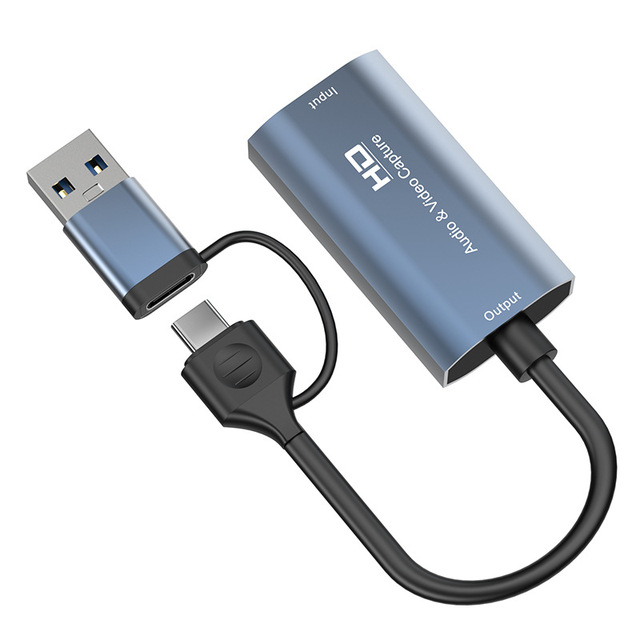 New Arrival 2 in 1 HD to USB Type C 1080p Audio Video Capture Card for PC Game Streaming Live