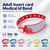 Bracelets jetables en PVC pour la vente en gros, avec carte d'identification médicale intégrée, étanches et fins pour patients