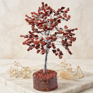 Handmade 300-Chip Red Jasper Gemstone <b>Trees</b> Polished Gemstone Silver Wire <b>Tree</b> Healing Seven chakra gemstone <b>tree</b> - Product Image 1