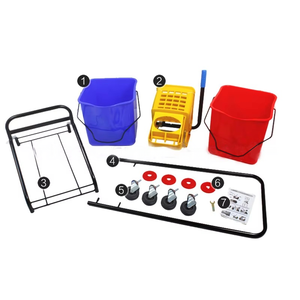 <span class=keywords><strong>Chariot</strong></span> essoreur mobile à double bac grande capacité avec essoreuse manuelle <span class=keywords><strong>pour</strong></span> le nettoyage des zones publiques et des restaurants - Product Image 6
