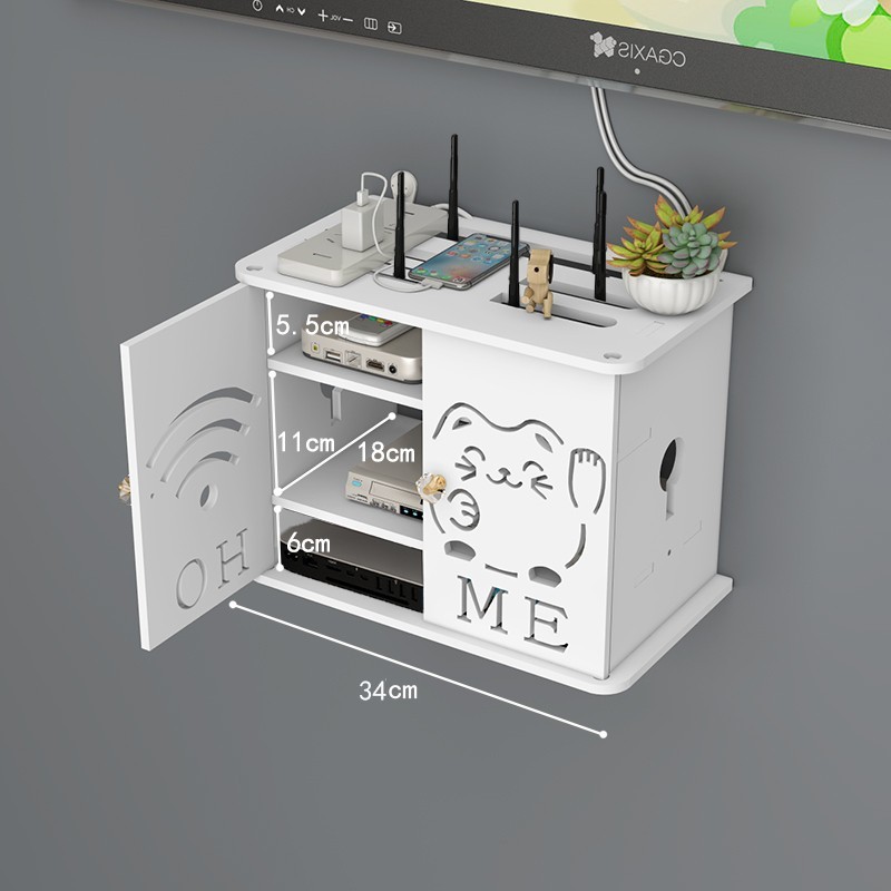 Rattan WiFi Router Storage Cabinet Bamboo