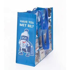 Bolsa de compras de PET reciclada personalizada, bolsa de botella de plástico reutilizable con patrón de letras - Product Image 2