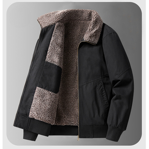 เสื้อแจ็คเก็ตขนแกะกันลมแบบมีฮู้ดสำหรับฤดูหนาว  คอปกขนสัตว์  สไตล์ลำลองสำหรับผู้ชาย  ผ้าสแปนเด็กซ์/ใยไผ่  ซิป  รับผลิตแบบ ODM พร้อมโลโก้ตามสั่ง - Product Image 2