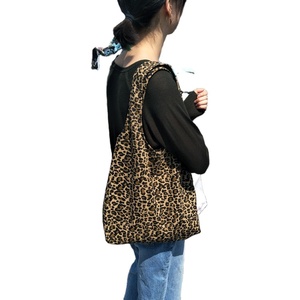 Reusable Women's Canvas Tote <b>Bag</b>-Large Capacity Eco-Friendly Leopard Print Magnetic Clasp for Daily Groceries <b>Travel</b> Work Use - Product Image 1