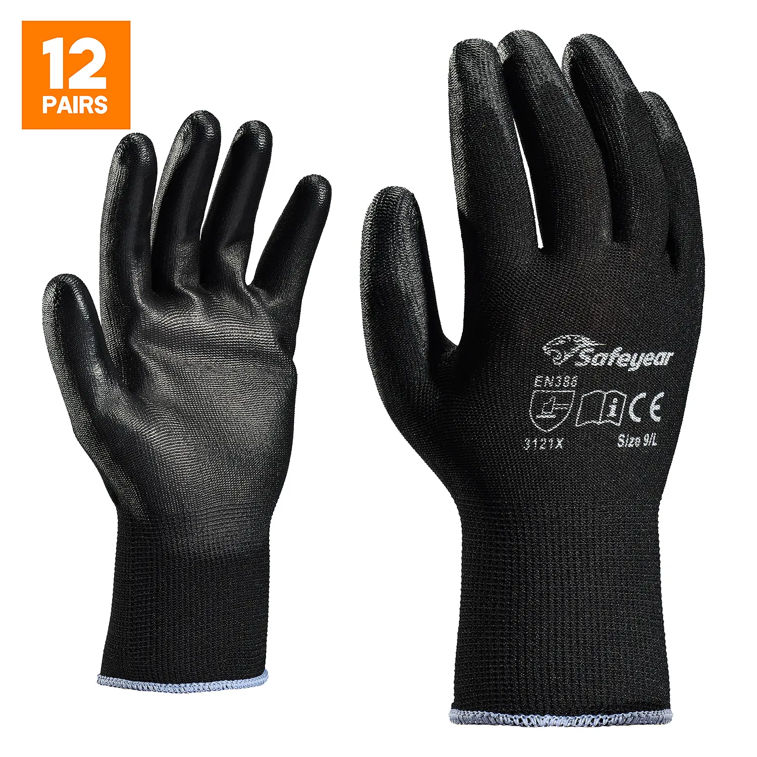 Protective PU Coated Hand Protection Safety Gloves, Heavy Duty Work Gloves for Industrial, Garden, Mechanic, Construction etc