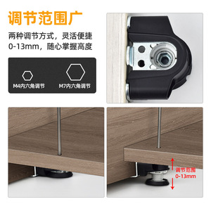 Adjustable Cabinet Legs Heavy Duty <b>Wardrobe</b> Bookcase Support Black <b>Plastic</b> Manual Detachable 0-13mm Height Adjustment - Product Image 1