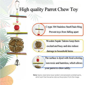 Giocattoli di masticazione di legno colorati per pappagalli di noia per pappagalli monaci naturali ecologici - Product Image 3