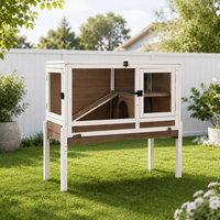 Cage en bois pour animaux de compagnie, cage pour cochon d'Inde en aluminium et sapin, intérieur/extérieur, avec bords anti-mastication, design ventilé, plateau profond et facile à nettoyer