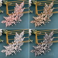 Accessoires de coiffure de mariage transfrontaliers pour adultes : Coiffe nuptiale, coiffure à strass faite à la main, bandeau de mariage pour chignons