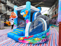 Château gonflable commercial d'extérieur pas cher Seaworld, combo château gonflable et trampoline