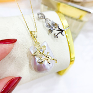 Pendentif en argent S925 avec perles de 11 à 18 mm, accessoires de perles DIY, magnifique support de collier, 30851 pendentifs et breloques en cristal - Product Image 3