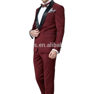 LL030 Side Vent Groomsmen scialle raso risvolto smoking dello sposo borgogna/vino abiti da <span class=keywords><strong>uomo</strong></span> matrimonio miglior abito da <span class=keywords><strong>uomo</strong></span> (giacca + pantaloni) - Product Image 1