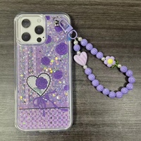 Coque de téléphone de luxe en TPU à motif floral avec chaîne pour Samsung M17 M07 F56 M56 M44 et coque arrière scintillante pour femmes pour iPhone 17 16 15 14 13 12 11