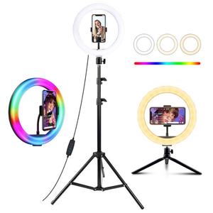 10 Inch RGB Video Ring <b>Light</b> 360 Photographic Lighting 16 Colors <b>Rainbow</b> LED RingLight for TikTok Youtube - Product Image 1