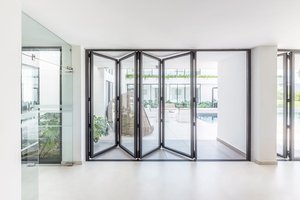 Двухстворчатые алюминиевые дешевые складные стеклянные двери WANJIA - Product Image 6