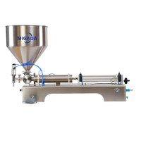 Machine de remplissage pneumatique à tête unique pour liquides et pâtes à haute viscosité (miel, mayonnaise, chocolat, sauce chili) avec trémie