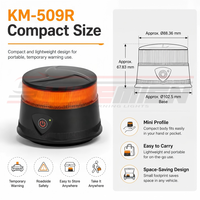 Balise lumineuse magnétique LED Shinemien KM-509R avec ventouse, rechargeable sans fil, 15W, 7 modes clignotants, lumière d'avertissement rotative
