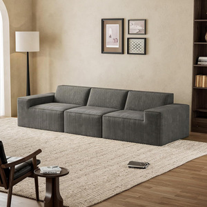 Divano Modulare a 3 Posti <span class=keywords><strong>Grigio</strong></span> <span class=keywords><strong>Moderno</strong></span> per Soggiorno, Comodo Arredamento Componibile - Product Image 1