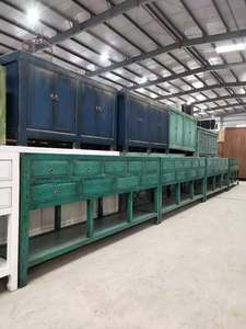 סיטונאי ממוחזר אורן עץ ארבע דלת מגולף עלוב שיק צבוע עתיק סגנון צד ארון - Product Image 3