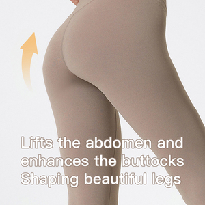 Leggings de yoga pour femmes taille haute pantalons de gymnastique extensibles en nylon doux avec fermeture à cordon motif solide - Product Image 3